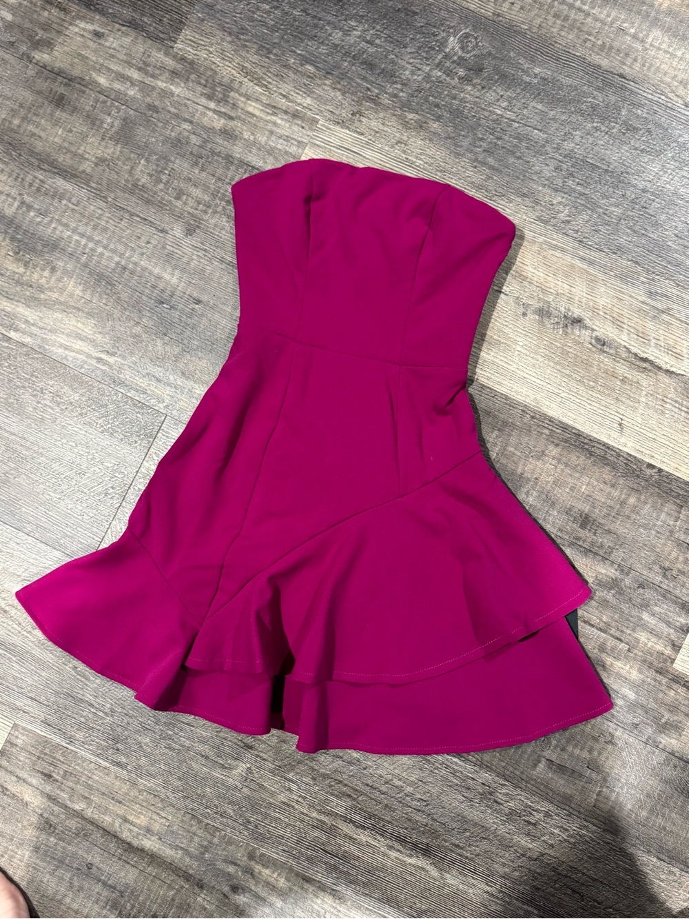 Lulu's Strapless Fuchsia Peplum Party Dress